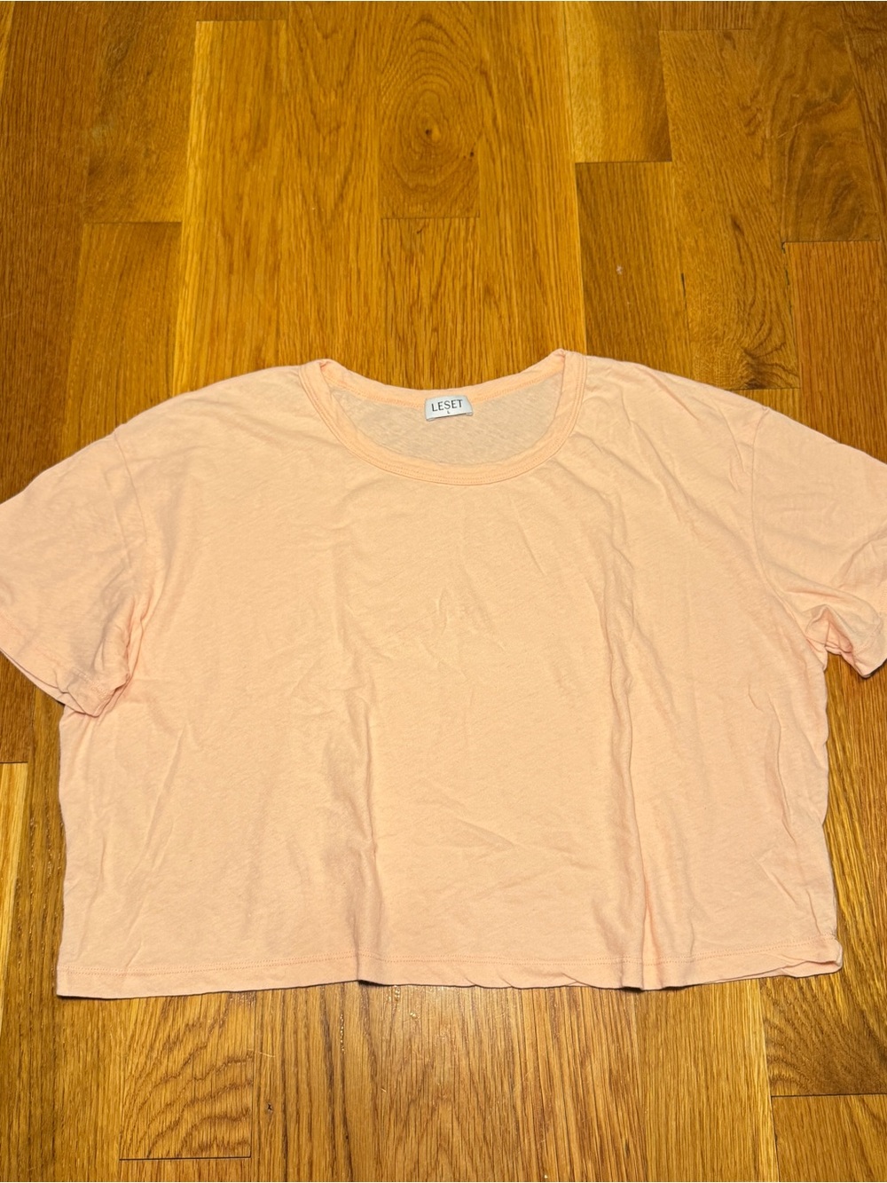 LESET Peach Short Sleeve Crop Tee